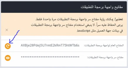 المنطقة الرئيسية API في إعدادات المؤسسة
