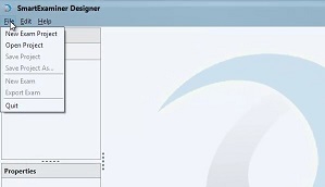 Create a new exam project from the File menu