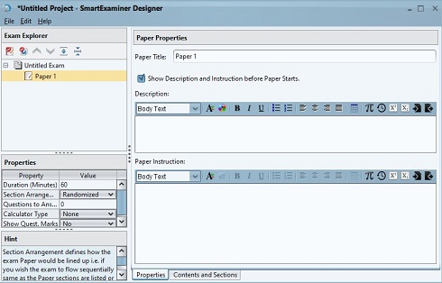 A newly created paper selected in Designer