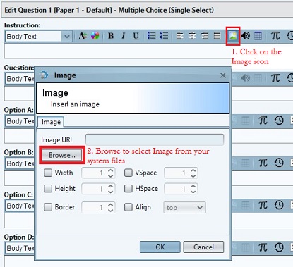 Import an image into a question