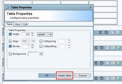 Edit table properties