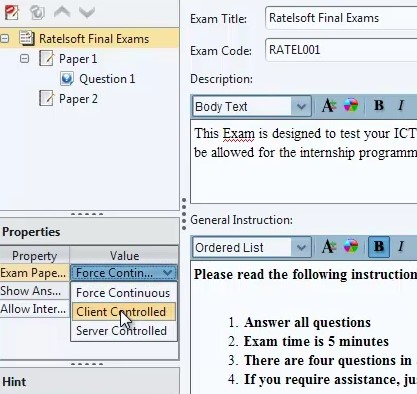 Exam paper-flow settings in Designer