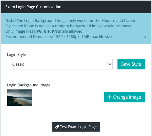 Select the login style and background image in Settings