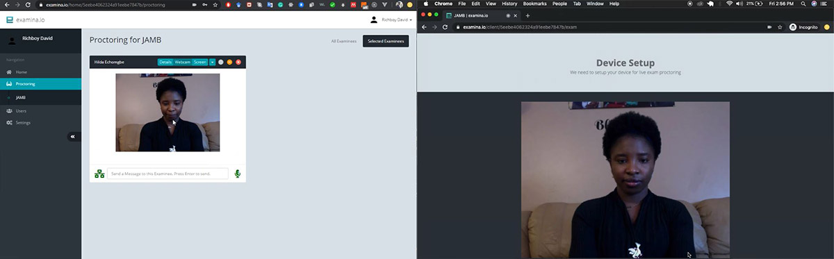 The Proctor workspace for live exam monitoring