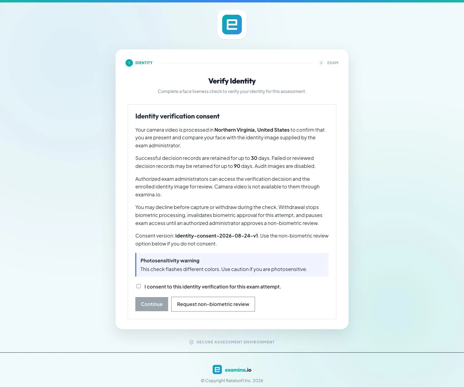 Identity verification consent with processing and retention details