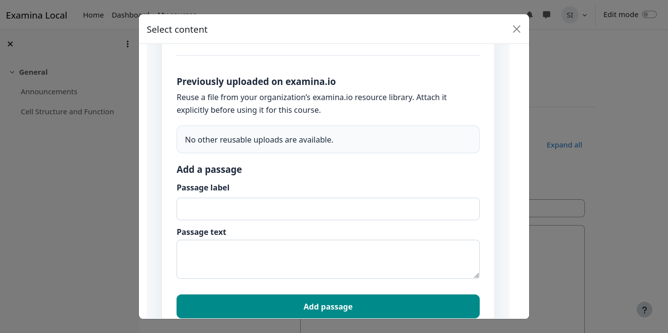 Add multiple passages or files to the draft