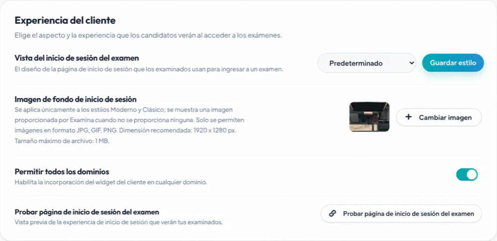 Selecciona el estilo de inicio de sesión y la imagen de fondo en Configuración