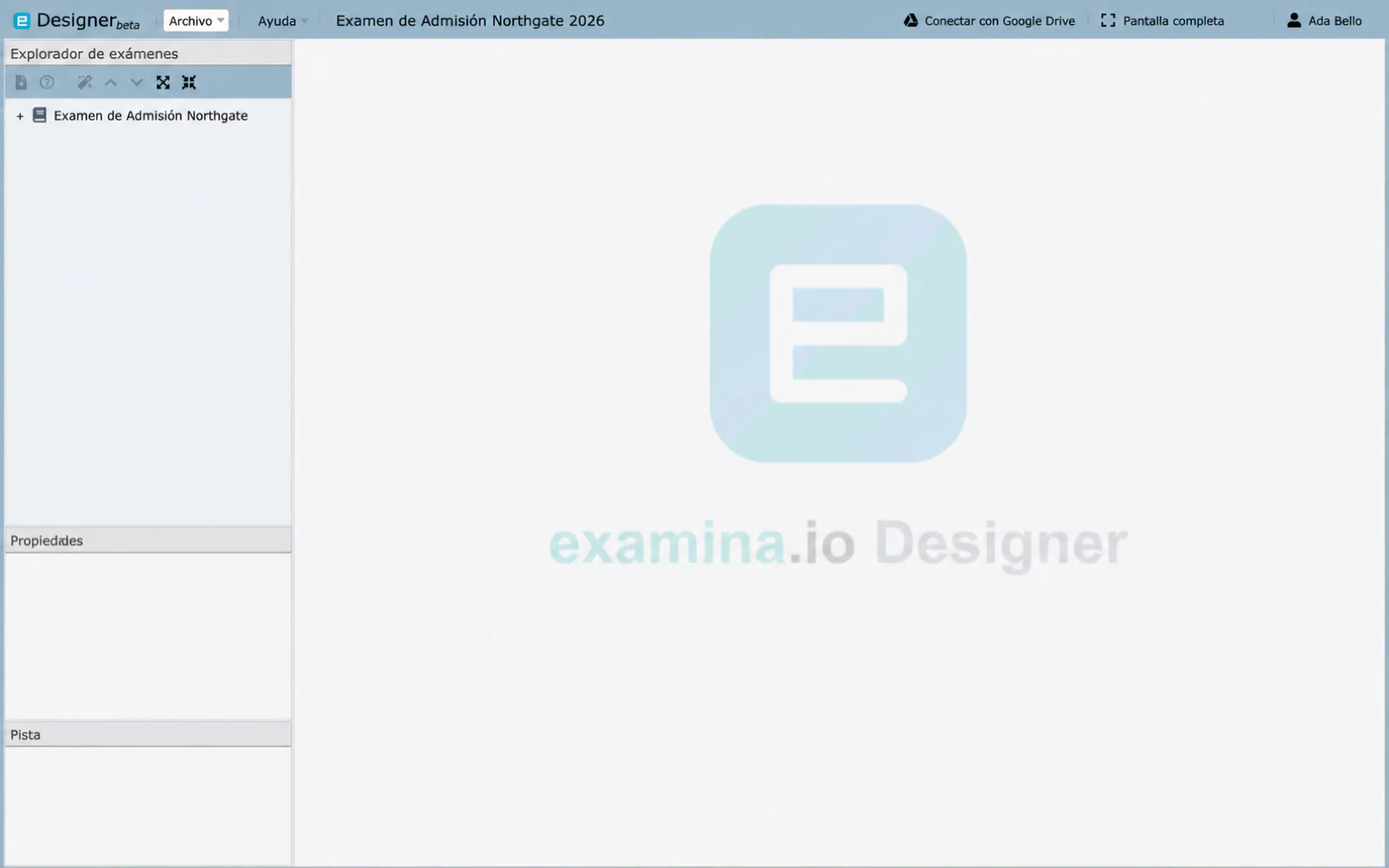 El proyecto de muestra abierto con su examen en Exam Explorer