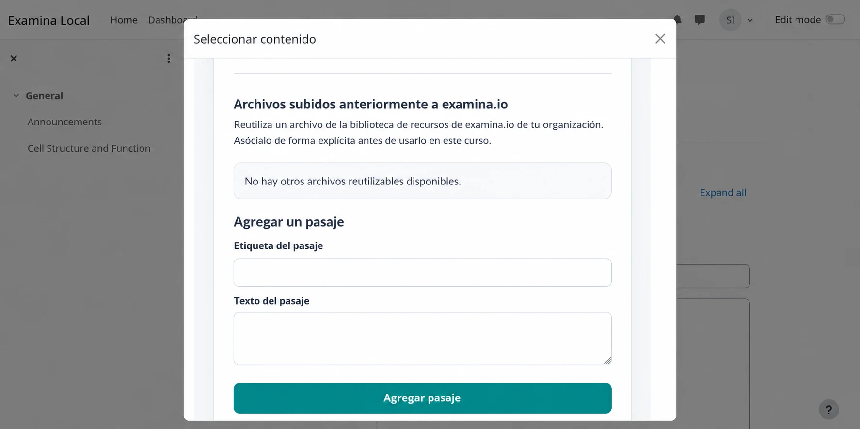 Agregar varios pasajes o archivos al borrador