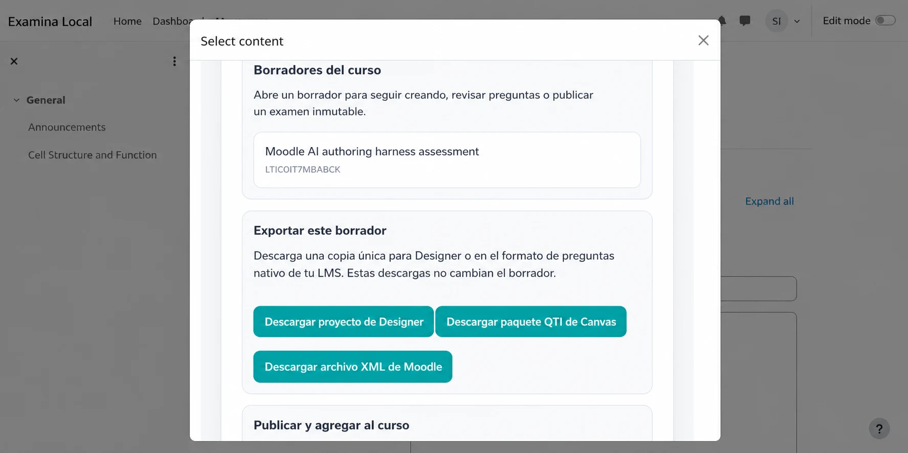 Exportar una copia o publicar el borrador revisado