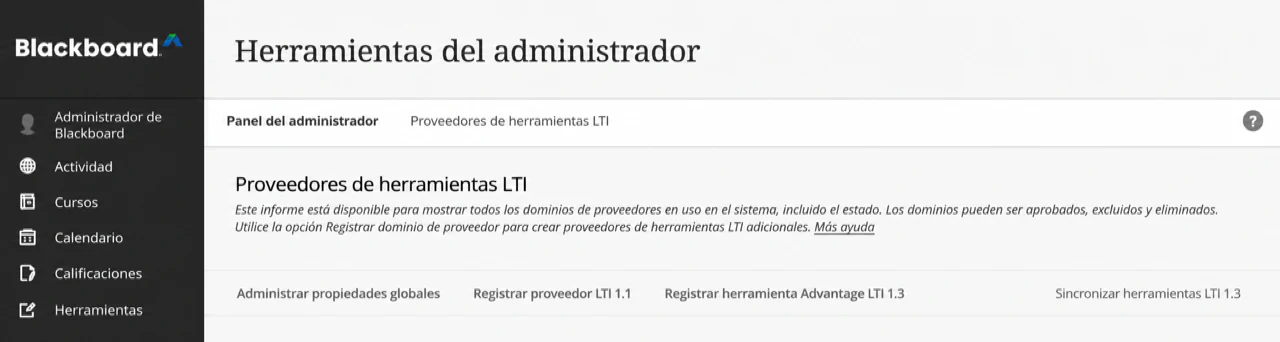 Selecciona Registrar herramienta LTI 1.3/Advantage