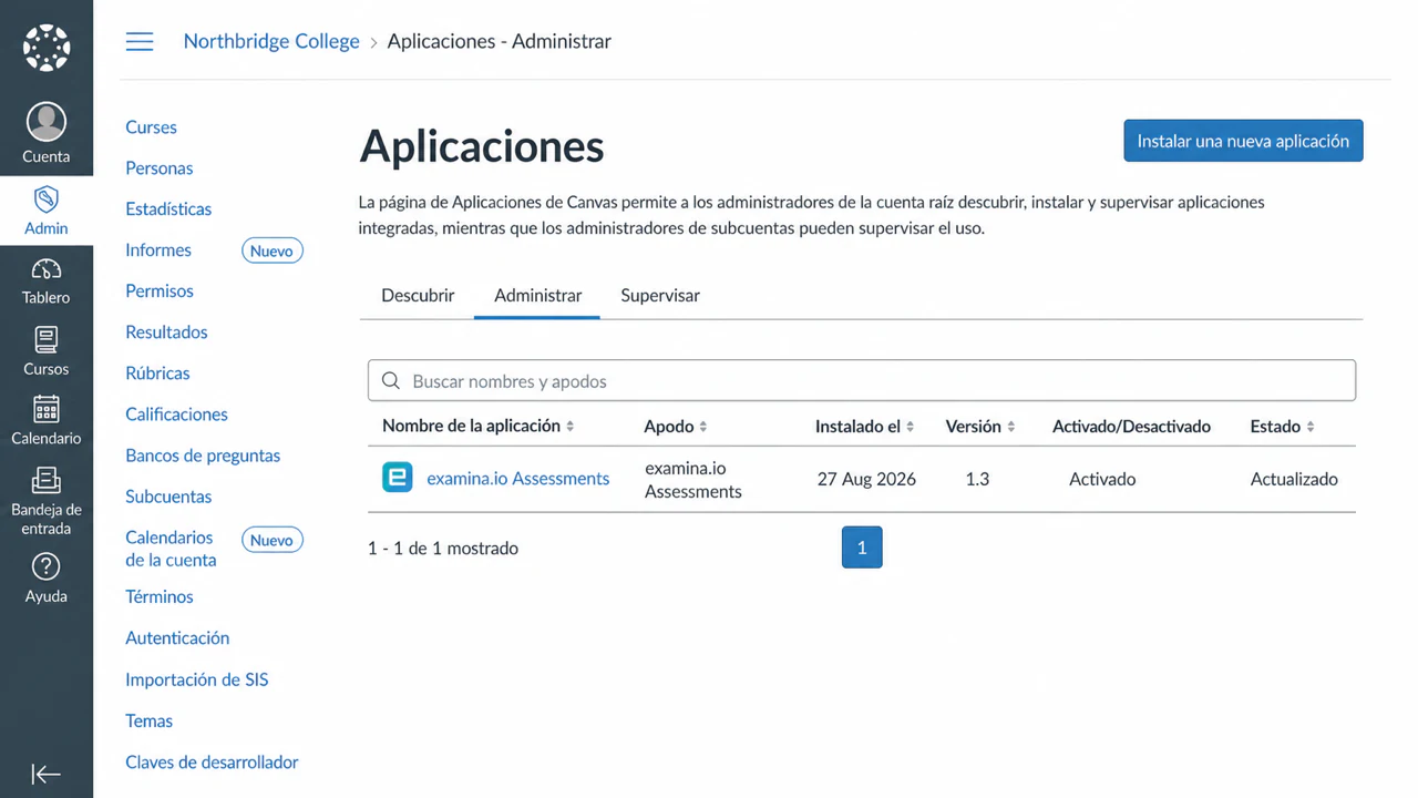 Confirmar que examina.io Assessments esté activada y actualizada en Canvas Apps