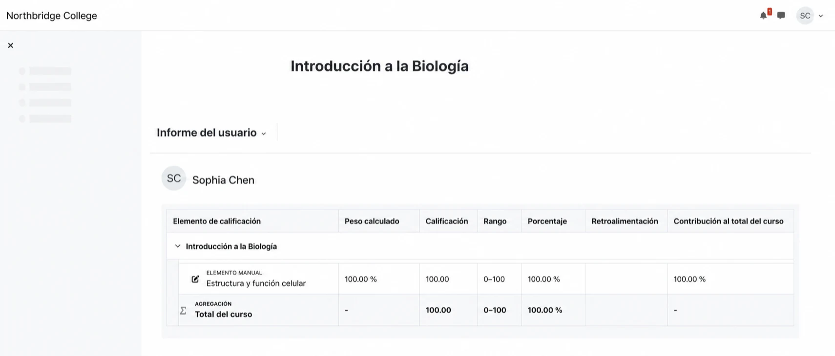 El resultado enviado de examina.io en el libro de calificaciones de Moodle