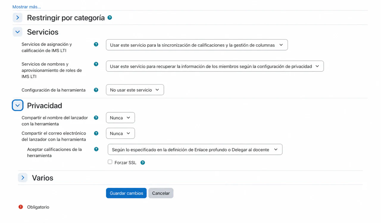 Habilita los servicios de calificaciones y lista de participantes de Moodle limitando los datos de identidad compartidos