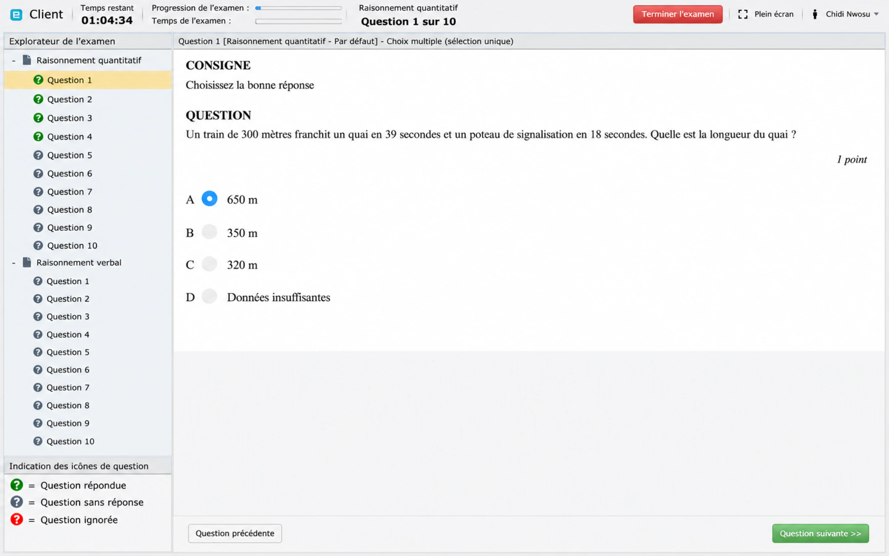 L'application client destinée aux candidats