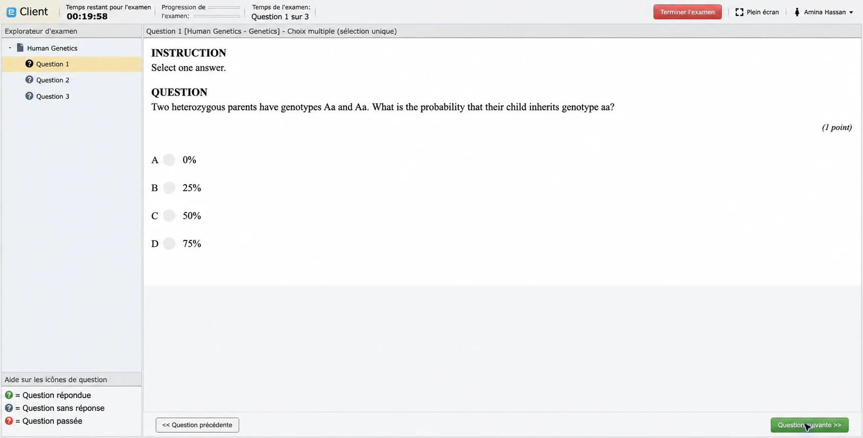 Question de génétique pendant l’examen surveillé
