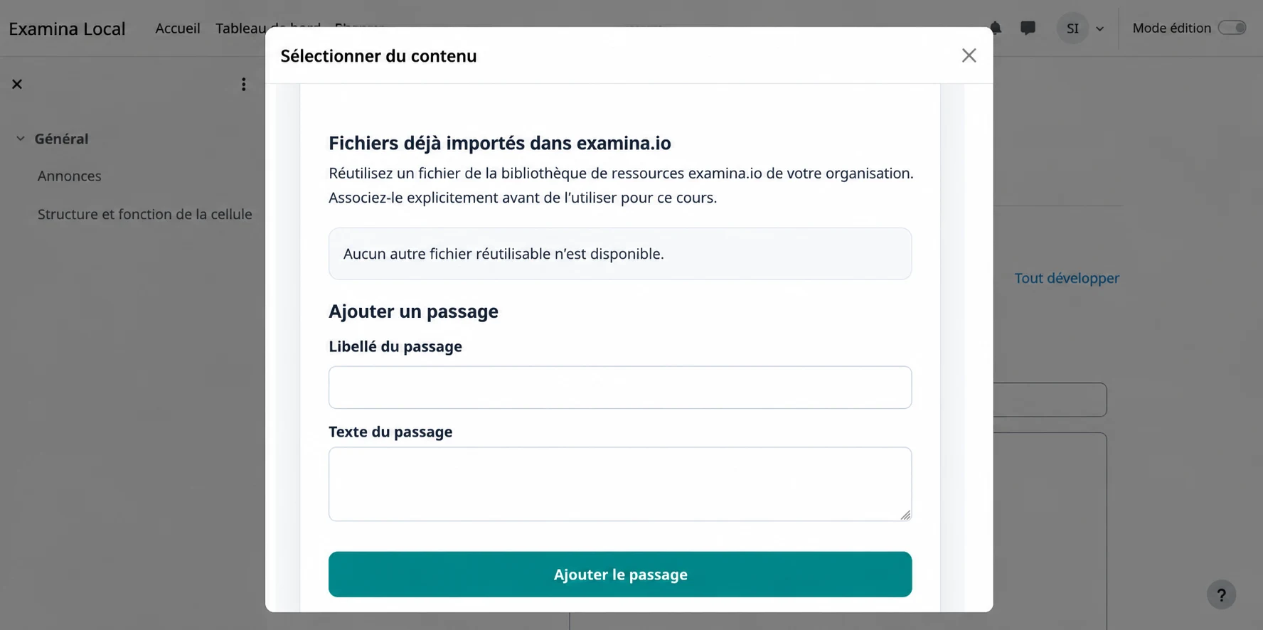 Ajouter plusieurs passages ou fichiers au brouillon