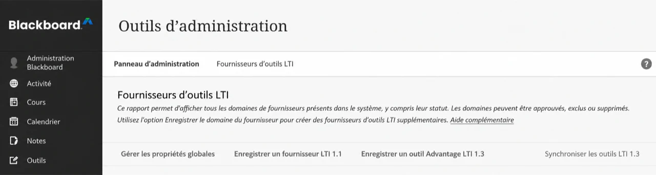 Sélectionnez Registre LTI 1.3/Advantage Tool