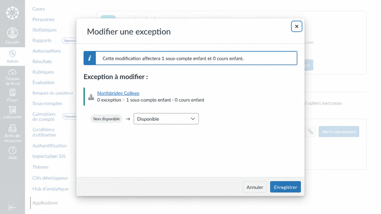 Rendre l'application Canvas disponible pour le compte approuvé