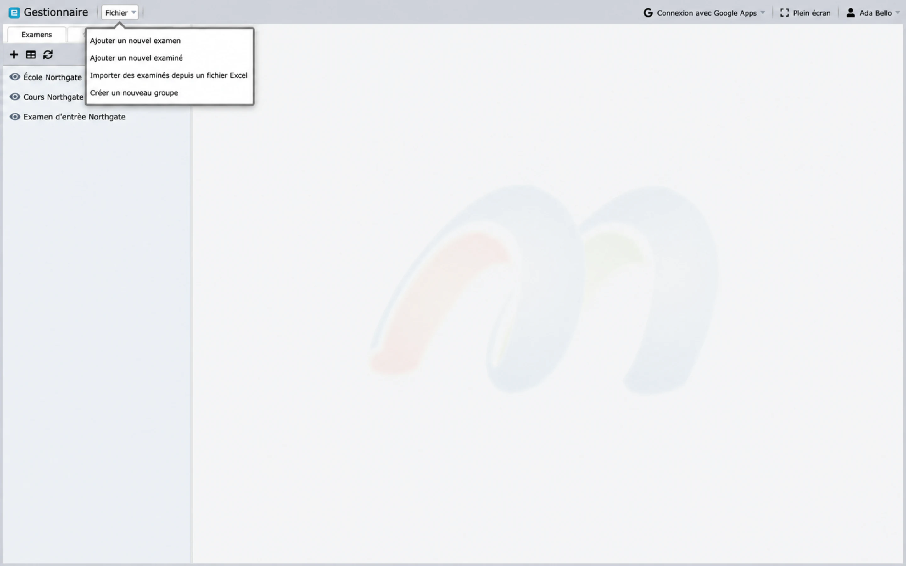 Le menu Fichier Manager