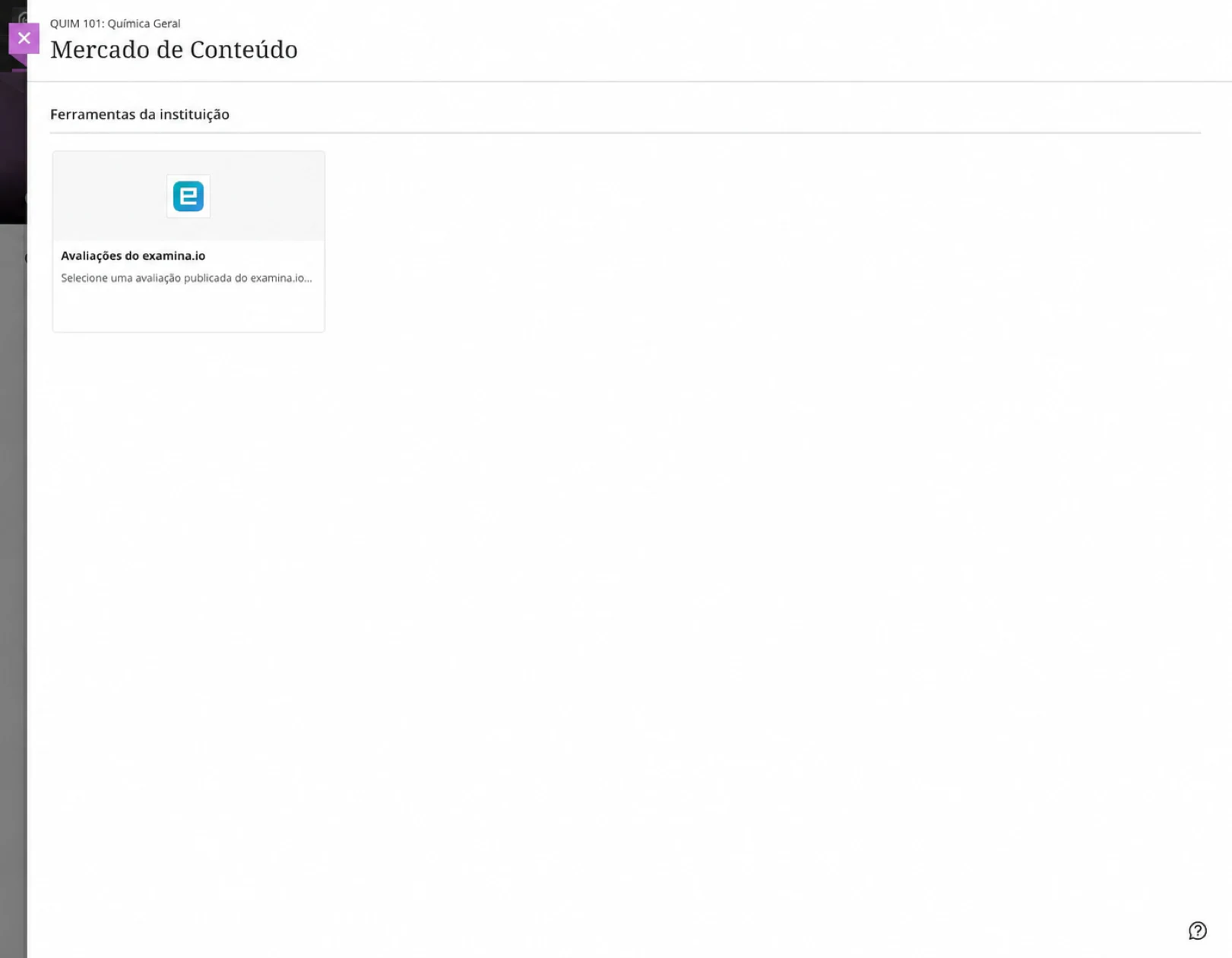 Abrir o examina.io Assessments a partir do Content Market do Blackboard Ultra