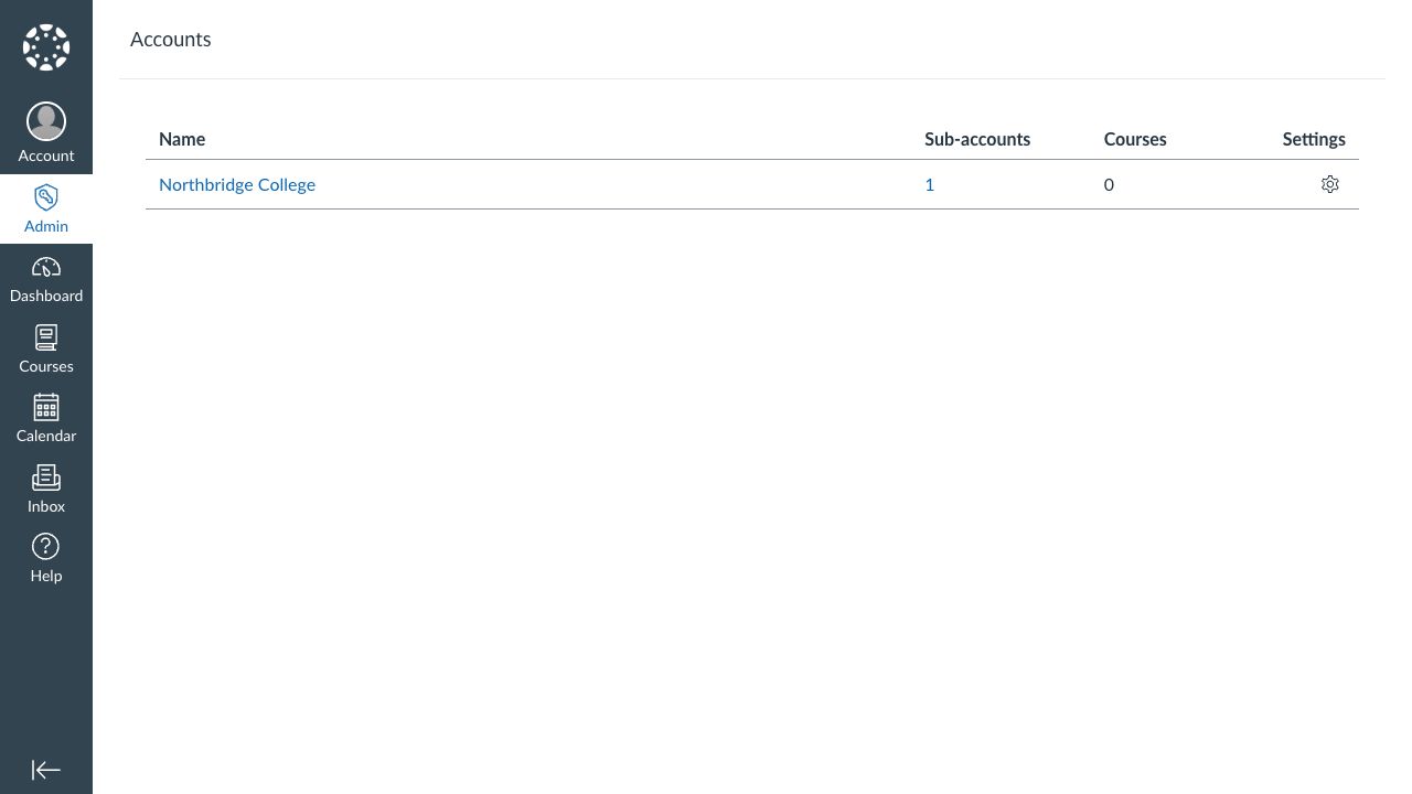 Selecione a conta raiz do Canvas da instituição