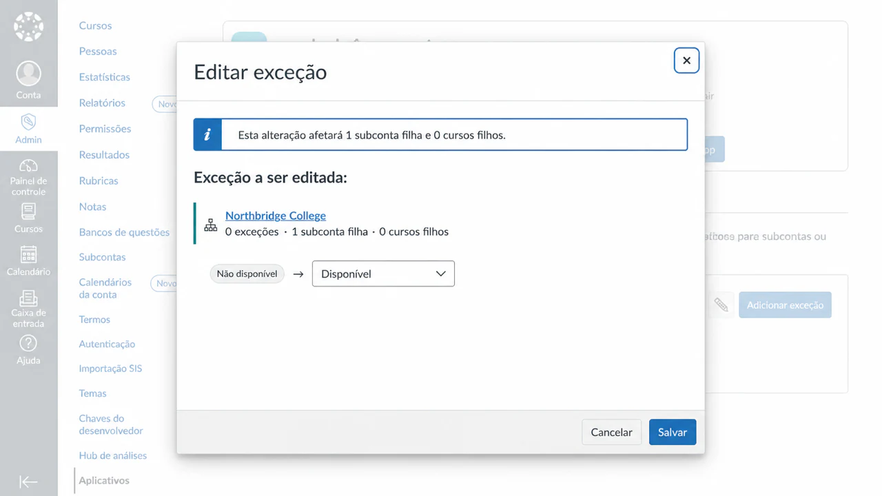 Torne o aplicativo do Canvas disponível para a conta aprovada
